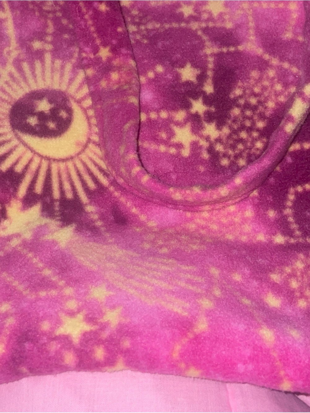 Celestial Moon & Star Fleece Top in Bright Pink and Yellow